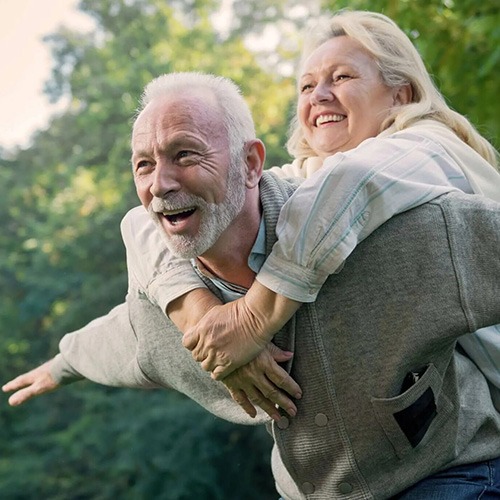 Couple running and having fun